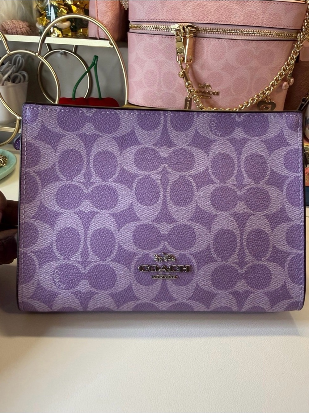 Coach Lavender Signature Print Crossbody Bag - Picture 2 of 9
